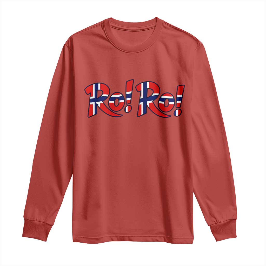 Funny Norway Flag Ro Ro Typography Graphic Long Sleeve Shirt Norge Norwegian Flag Football Fans TS02 Red Print Your Wear