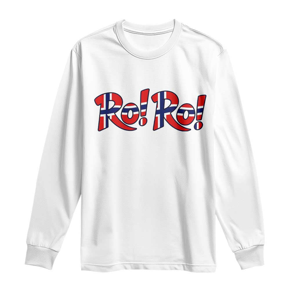 Funny Norway Flag Ro Ro Typography Graphic Long Sleeve Shirt Norge Norwegian Flag Football Fans TS02 White Print Your Wear