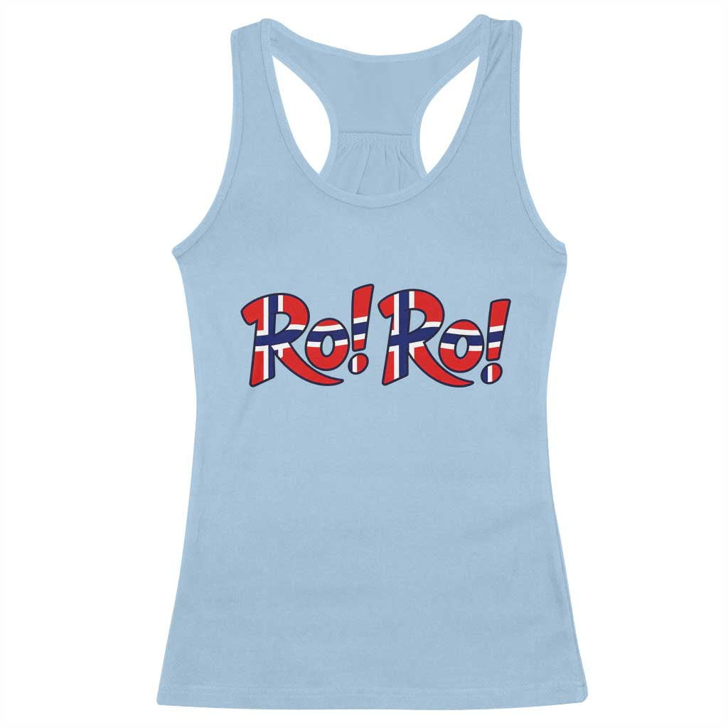 Funny Norway Flag Ro Ro Typography Graphic Racerback Tank Top Norge Norwegian Flag Football Fans TS02 Light Blue Print Your Wear