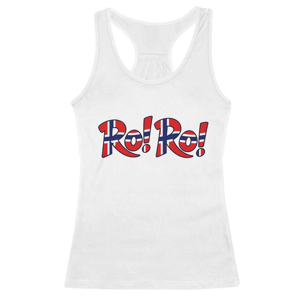 Funny Norway Flag Ro Ro Typography Graphic Racerback Tank Top Norge Norwegian Flag Football Fans TS02 White Print Your Wear