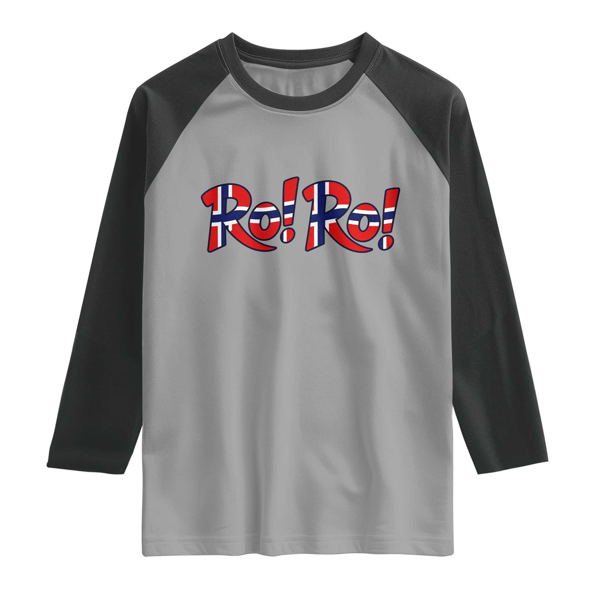 Funny Norway Flag Ro Ro Typography Graphic Raglan Shirt Norge Norwegian Flag Football Fans TS02 Sport Gray Black Print Your Wear