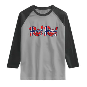 Funny Norway Flag Ro Ro Typography Graphic Raglan Shirt Norge Norwegian Flag Football Fans TS02 Sport Gray Black Print Your Wear