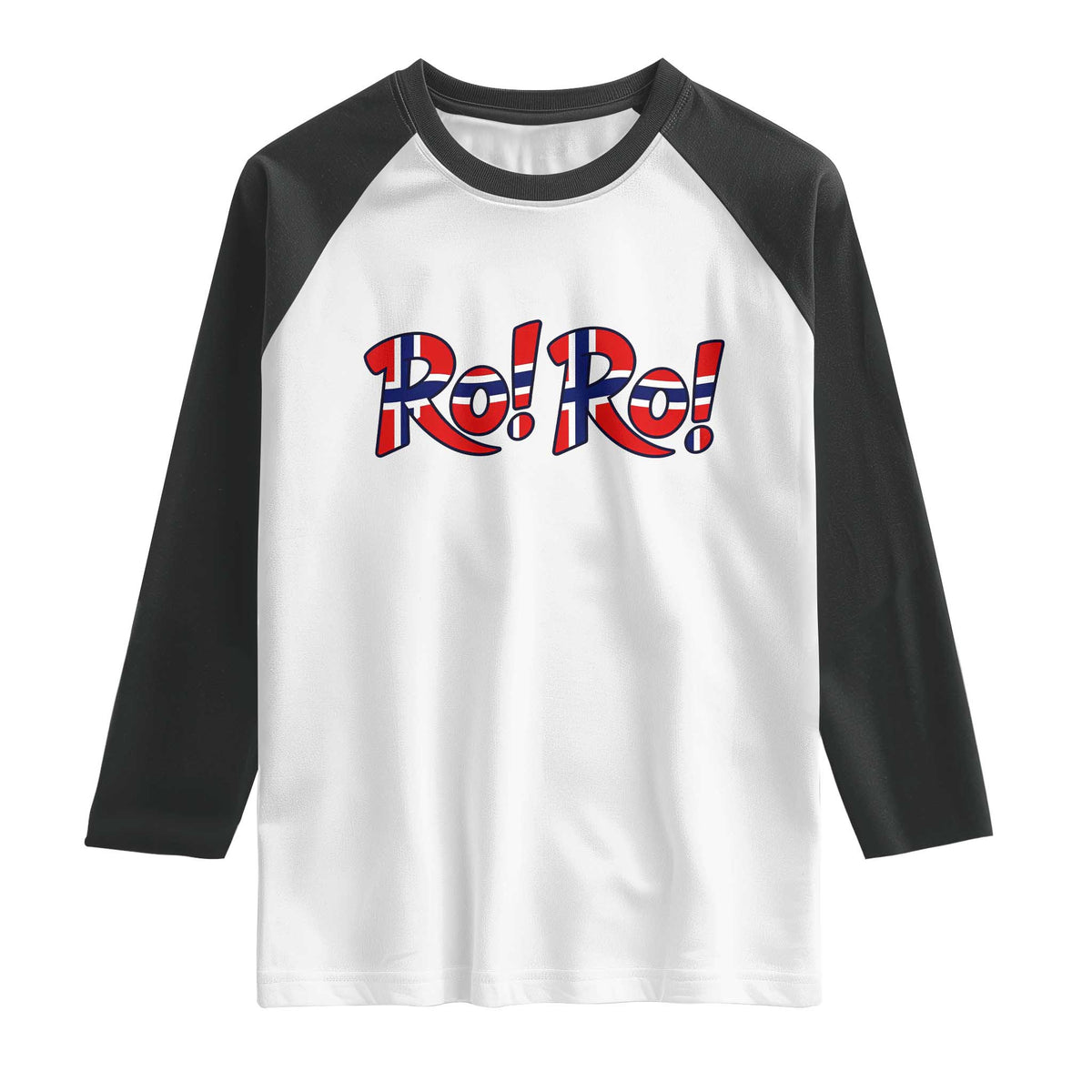 Funny Norway Flag Ro Ro Typography Graphic Raglan Shirt Norge Norwegian Flag Football Fans TS02 White Black Print Your Wear