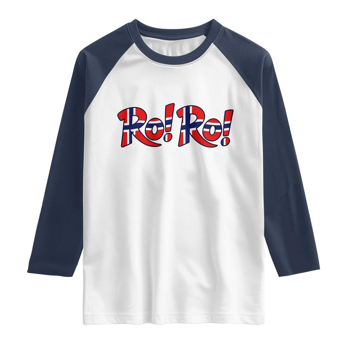 Funny Norway Flag Ro Ro Typography Graphic Raglan Shirt Norge Norwegian Flag Football Fans TS02 White Navy Print Your Wear