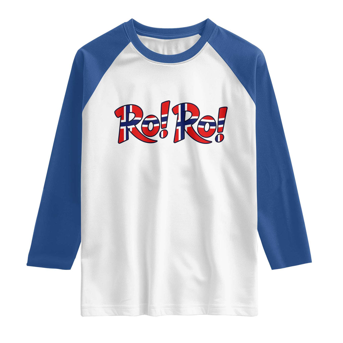Funny Norway Flag Ro Ro Typography Graphic Raglan Shirt Norge Norwegian Flag Football Fans TS02 White Royal Print Your Wear