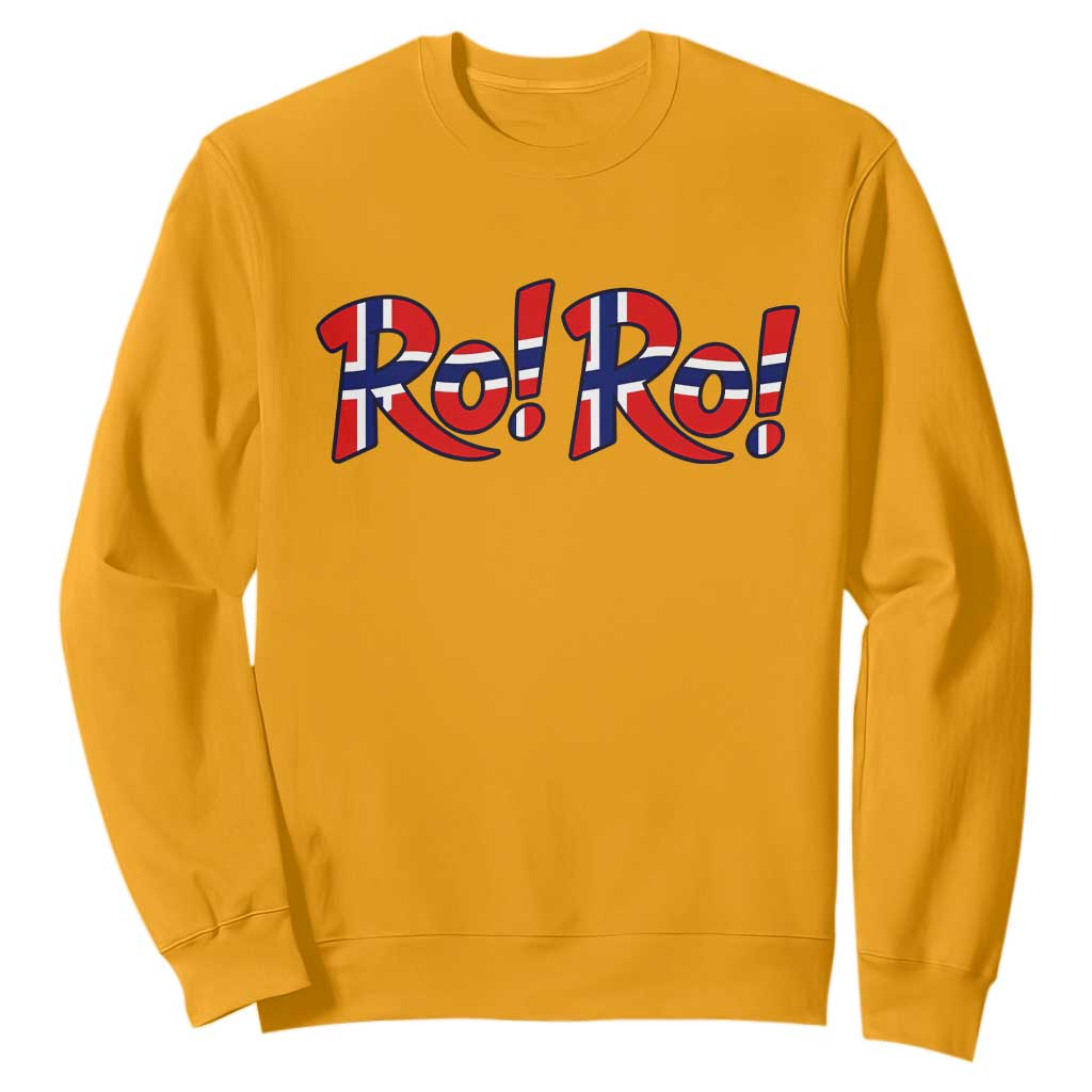 Funny Norway Flag Ro Ro Typography Graphic Sweatshirt Norge Norwegian Flag Football Fans TS02 Gold Print Your Wear