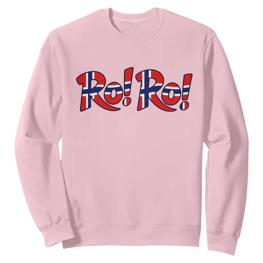 Funny Norway Flag Ro Ro Typography Graphic Sweatshirt Norge Norwegian Flag Football Fans TS02 Light Pink Print Your Wear