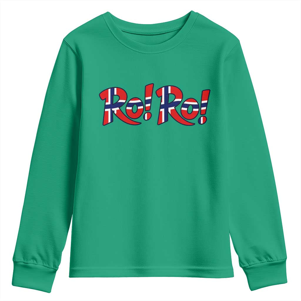 Funny Norway Flag Ro Ro Typography Graphic Youth Sweatshirt Norge Norwegian Flag Football Fans TS02 Irish Green Print Your Wear