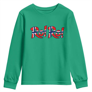Funny Norway Flag Ro Ro Typography Graphic Youth Sweatshirt Norge Norwegian Flag Football Fans TS02 Irish Green Print Your Wear