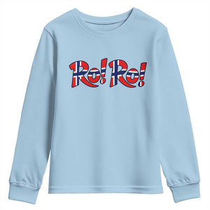 Funny Norway Flag Ro Ro Typography Graphic Youth Sweatshirt Norge Norwegian Flag Football Fans TS02 Light Blue Print Your Wear