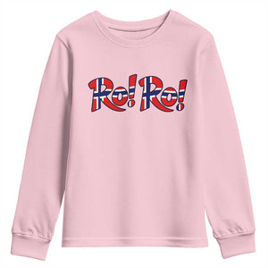Funny Norway Flag Ro Ro Typography Graphic Youth Sweatshirt Norge Norwegian Flag Football Fans TS02 Light Pink Print Your Wear
