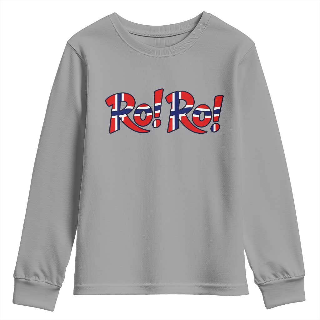 Funny Norway Flag Ro Ro Typography Graphic Youth Sweatshirt Norge Norwegian Flag Football Fans TS02 Sport Gray Print Your Wear