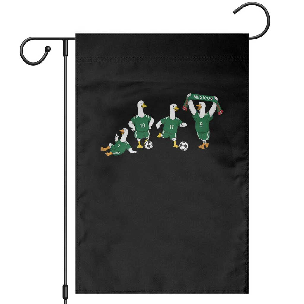 Funny Mexico Merlin the Duck Playing Soccer Graphic Garden Flag Mexican Spirit Football Fans Cheer TS02 Black Print Your Wear