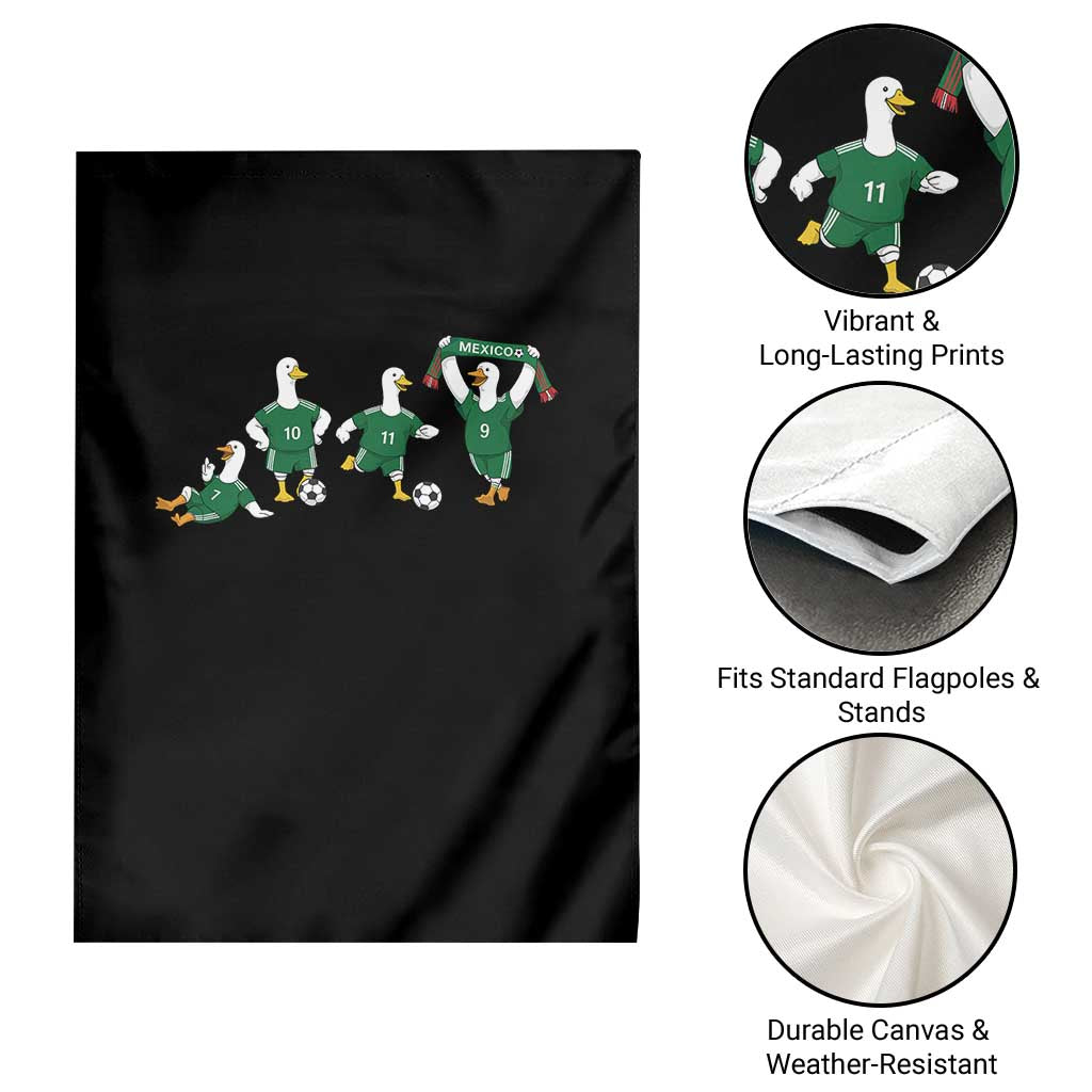 Funny Mexico Merlin the Duck Playing Soccer Graphic Garden Flag Mexican Spirit Football Fans Cheer TS02 Print Your Wear