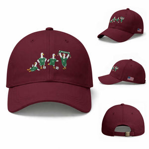 Funny Mexico Merlin the Duck Playing Soccer Graphic Baseball Cap Mexican Spirit Football Fans Cheer TS02 Baseball Cap Universal Fit Maroon Print Your Wear
