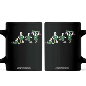 Funny Mexico Merlin the Duck Playing Soccer Graphic Coffee Mug Mexican Spirit Football Fans Cheer TS02 Black Print Your Wear