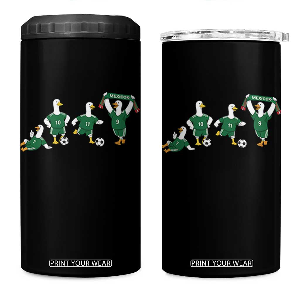 Funny Mexico Merlin the Duck Playing Soccer Graphic 4 in 1 Can Cooler Tumbler Mexican Spirit Football Fans Cheer TS02 One Size: 16 oz Black Print Your Wear