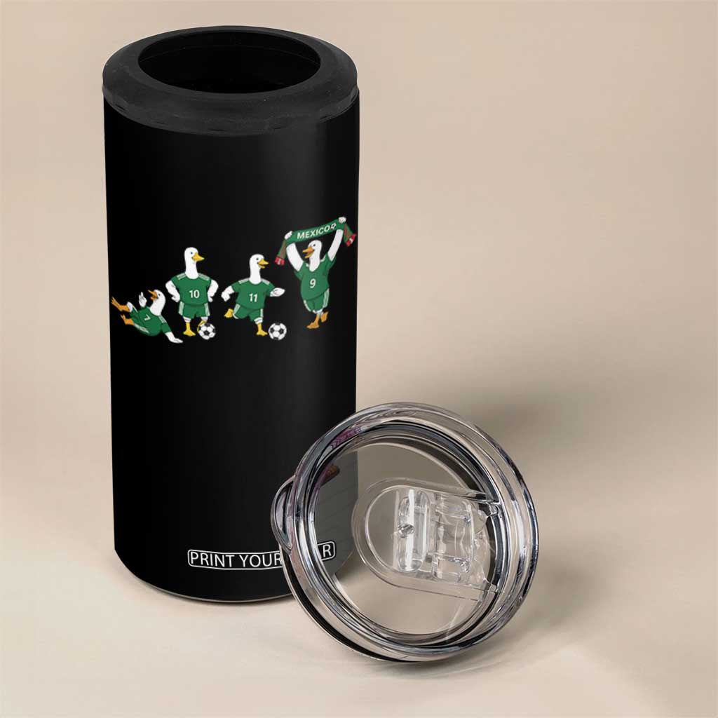Funny Mexico Merlin the Duck Playing Soccer Graphic 4 in 1 Can Cooler Tumbler Mexican Spirit Football Fans Cheer TS02 Print Your Wear