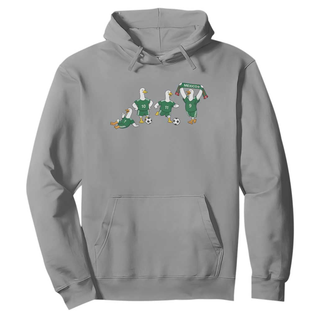Funny Mexico Merlin the Duck Playing Soccer Graphic Hoodie Mexican Spirit Football Fans Cheer TS02 Sport Gray Print Your Wear