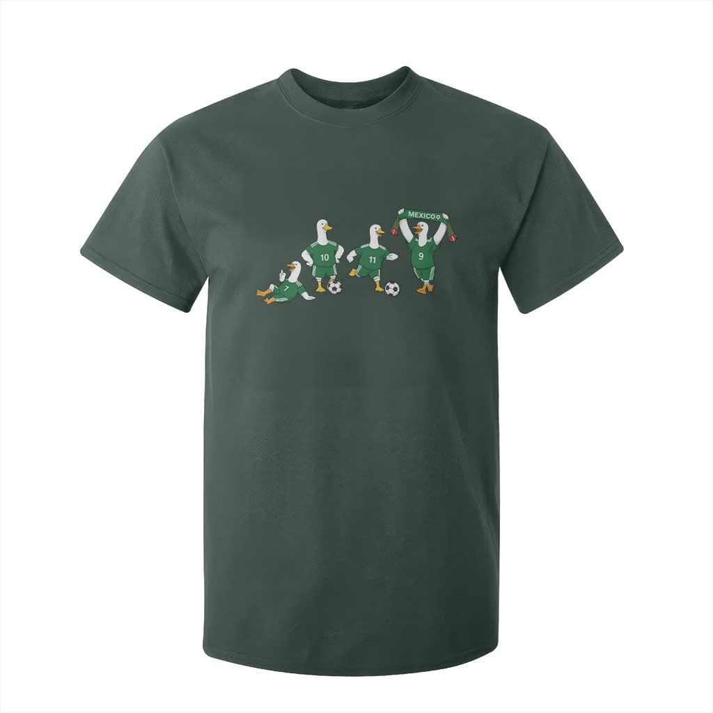 Funny Mexico Merlin the Duck Playing Soccer Graphic T Shirt For Kid Mexican Spirit Football Fans Cheer TS02 Dark Forest Green Print Your Wear