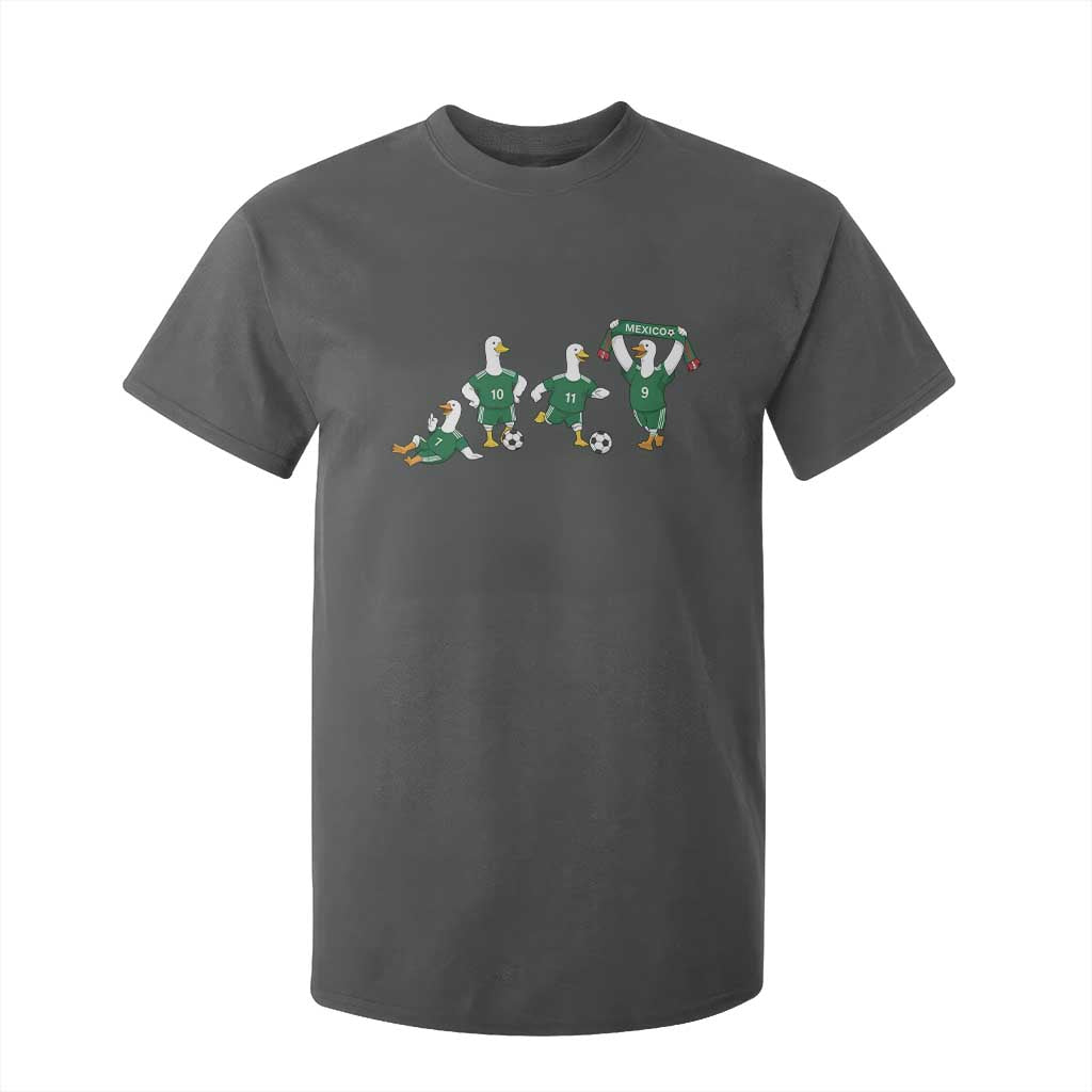 Funny Mexico Merlin the Duck Playing Soccer Graphic T Shirt For Kid Mexican Spirit Football Fans Cheer TS02 Dark Heather Print Your Wear