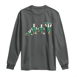 Funny Mexico Merlin the Duck Playing Soccer Graphic Long Sleeve Shirt Mexican Spirit Football Fans Cheer TS02 S Dark Heather Print Your Wear