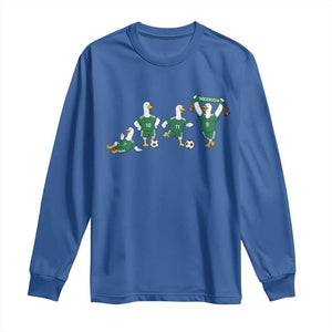 Funny Mexico Merlin the Duck Playing Soccer Graphic Long Sleeve Shirt Mexican Spirit Football Fans Cheer TS02 Royal Blue Print Your Wear
