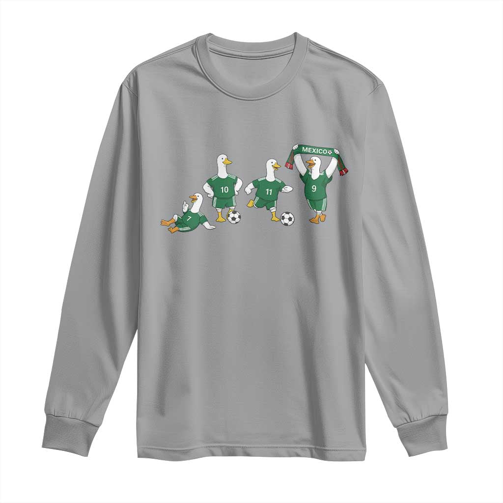 Funny Mexico Merlin the Duck Playing Soccer Graphic Long Sleeve Shirt Mexican Spirit Football Fans Cheer TS02 Sport Gray Print Your Wear
