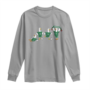 Funny Mexico Merlin the Duck Playing Soccer Graphic Long Sleeve Shirt Mexican Spirit Football Fans Cheer TS02 Sport Gray Print Your Wear