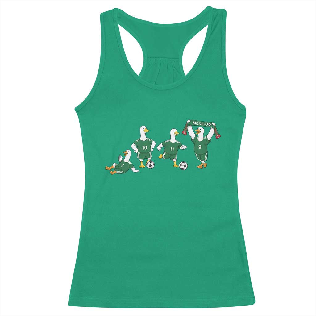 Funny Mexico Merlin the Duck Playing Soccer Graphic Racerback Tank Top Mexican Spirit Football Fans Cheer TS02 Irish Green Print Your Wear