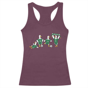 Funny Mexico Merlin the Duck Playing Soccer Graphic Racerback Tank Top Mexican Spirit Football Fans Cheer TS02 Maroon Print Your Wear