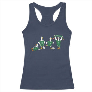 Funny Mexico Merlin the Duck Playing Soccer Graphic Racerback Tank Top Mexican Spirit Football Fans Cheer TS02 Navy Print Your Wear