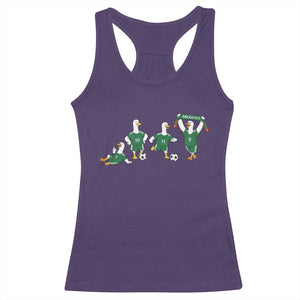Funny Mexico Merlin the Duck Playing Soccer Graphic Racerback Tank Top Mexican Spirit Football Fans Cheer TS02 Purple Print Your Wear