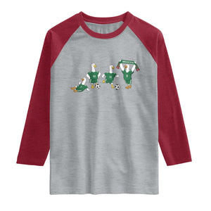 Funny Mexico Merlin the Duck Playing Soccer Graphic Raglan Shirt Mexican Spirit Football Fans Cheer TS02 Heather Gray Heather Red Print Your Wear