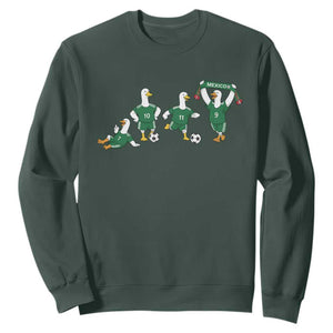 Funny Mexico Merlin the Duck Playing Soccer Graphic Sweatshirt Mexican Spirit Football Fans Cheer TS02 Dark Forest Green Print Your Wear