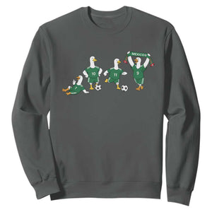 Funny Mexico Merlin the Duck Playing Soccer Graphic Sweatshirt Mexican Spirit Football Fans Cheer TS02 S Dark Heather Print Your Wear