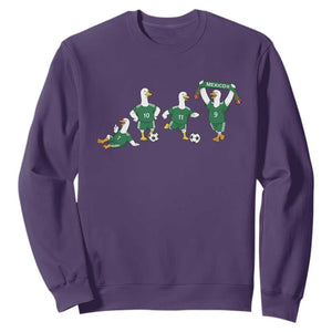 Funny Mexico Merlin the Duck Playing Soccer Graphic Sweatshirt Mexican Spirit Football Fans Cheer TS02 Purple Print Your Wear