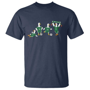 Funny Mexico Merlin the Duck Playing Soccer Graphic T Shirt Mexican Spirit Football Fans Cheer TS02 Navy Print Your Wear