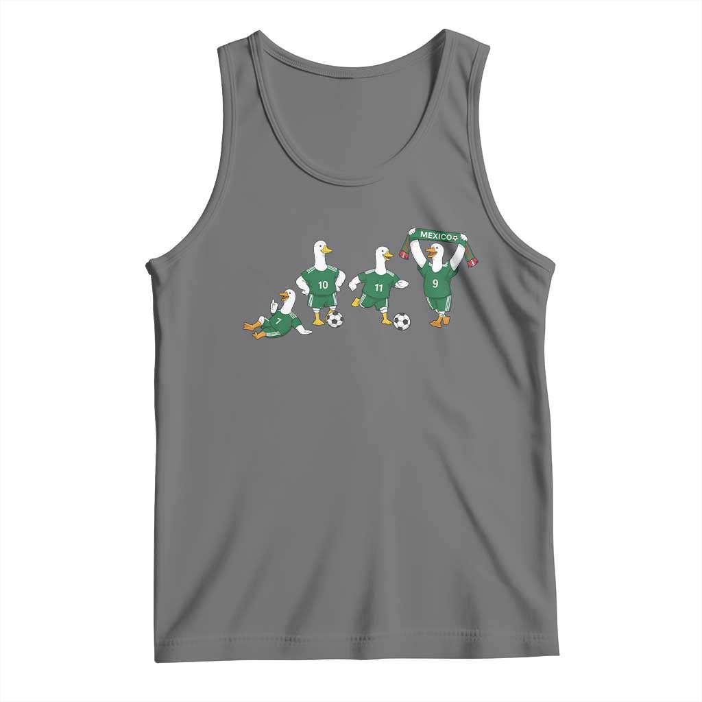 Funny Mexico Merlin the Duck Playing Soccer Graphic Tank Top Mexican Spirit Football Fans Cheer TS02 Black Heather Print Your Wear