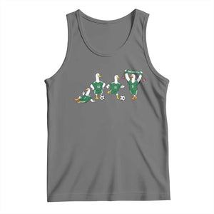 Funny Mexico Merlin the Duck Playing Soccer Graphic Tank Top Mexican Spirit Football Fans Cheer TS02 Black Heather Print Your Wear