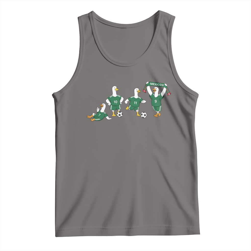 Funny Mexico Merlin the Duck Playing Soccer Graphic Tank Top Mexican Spirit Football Fans Cheer TS02 Deep Heather Print Your Wear