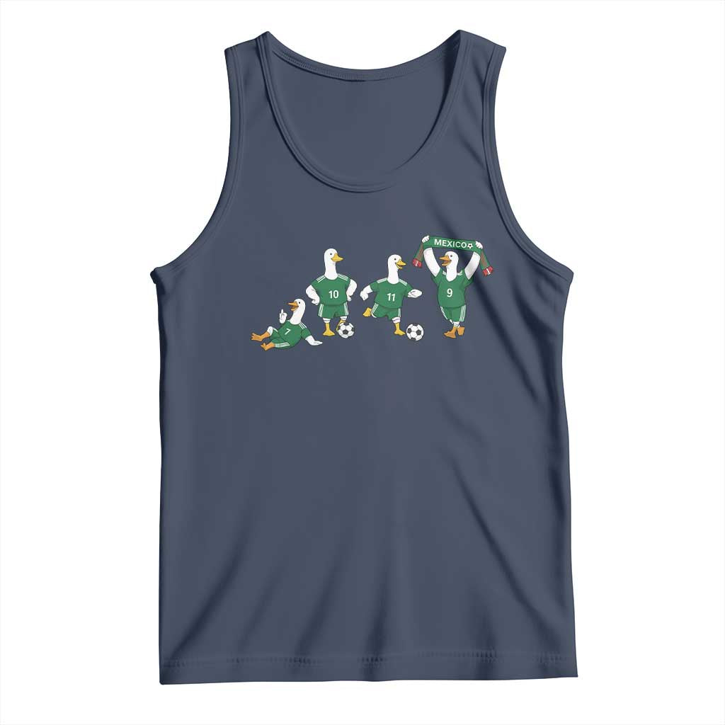 Funny Mexico Merlin the Duck Playing Soccer Graphic Tank Top Mexican Spirit Football Fans Cheer TS02 Navy Print Your Wear