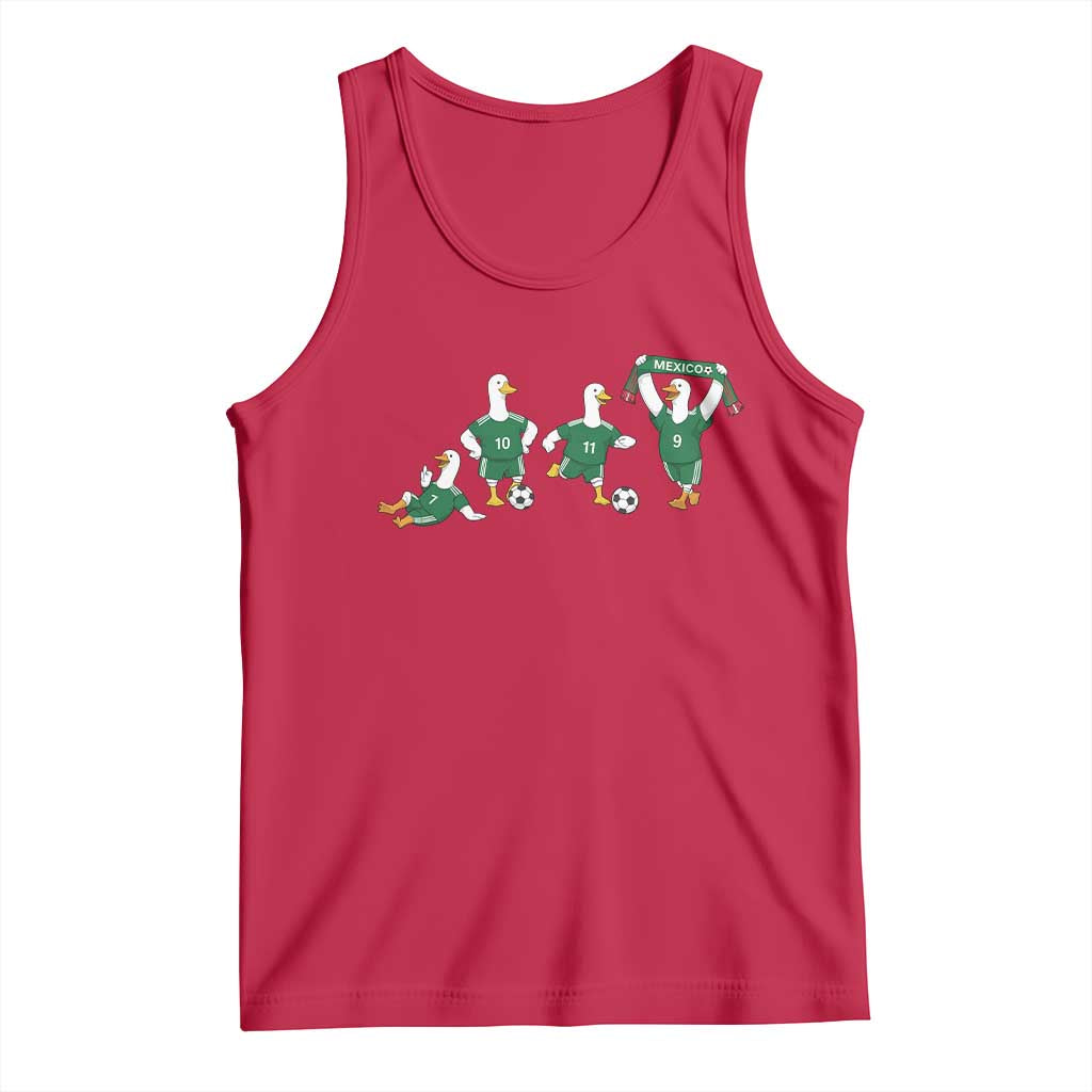 Funny Mexico Merlin the Duck Playing Soccer Graphic Tank Top Mexican Spirit Football Fans Cheer TS02 Red Print Your Wear