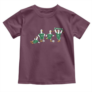 Funny Mexico Merlin the Duck Playing Soccer Graphic Toddler T Shirt Mexican Spirit Football Fans Cheer TS02 Maroon Print Your Wear
