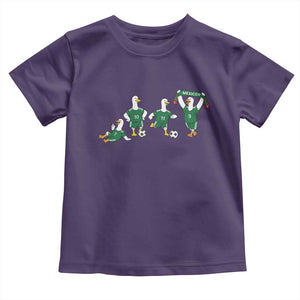 Funny Mexico Merlin the Duck Playing Soccer Graphic Toddler T Shirt Mexican Spirit Football Fans Cheer TS02 Purple Print Your Wear
