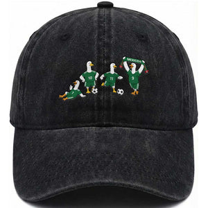 Funny Mexico Merlin the Duck Playing Soccer Graphic Washed Cotton Baseball Cap Mexican Spirit Football Fans Cheer TS02 Print Your Wear