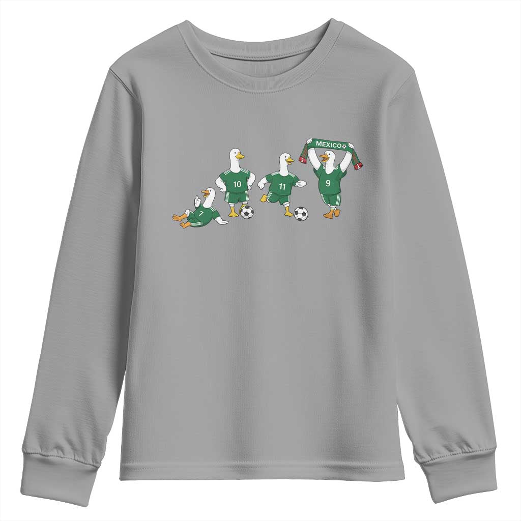Funny Mexico Merlin the Duck Playing Soccer Graphic Youth Sweatshirt Mexican Spirit Football Fans Cheer TS02 Sport Gray Print Your Wear