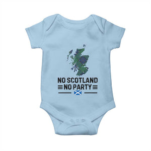 No Scotland No Party Tartan Plaid and Map Baby Onesie Vintage Scottish Football Supporter Sports Fans Spirit TS02 Light Blue Print Your Wear