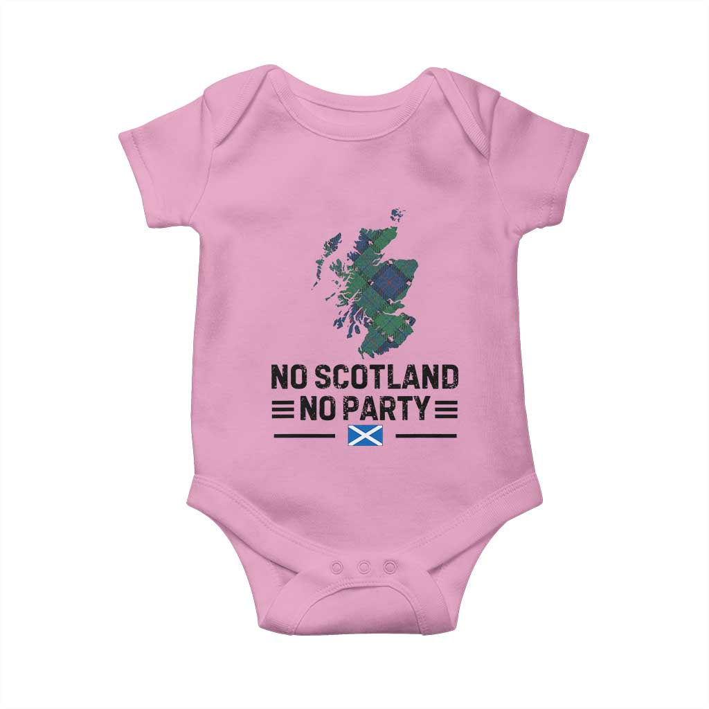 No Scotland No Party Tartan Plaid and Map Baby Onesie Vintage Scottish Football Supporter Sports Fans Spirit TS02 Light Pink Print Your Wear