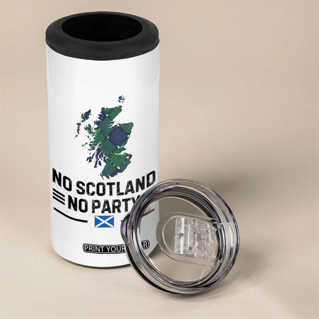 No Scotland No Party Tartan Plaid and Map 4 in 1 Can Cooler Tumbler Vintage Scottish Football Supporter Sports Fans Spirit TS02 Print Your Wear